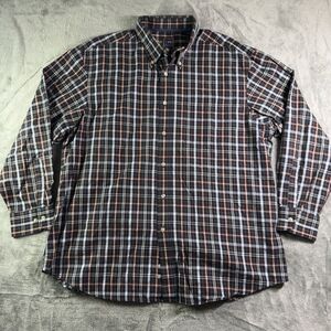 T Harris London Mens XXL‎ Button Down Long Sleeve Dress Shirt Black Plaid Stein